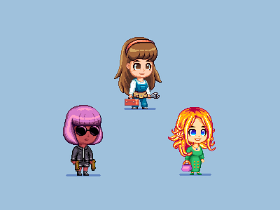 Pixel Ladies 16bit assassin character character illustration characterdesign concept concept art fashion female female character game art game design gaming hitman icon icons illustration mechanic pixel art pixelart