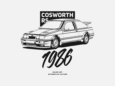 Ford Sierra Cosworth RS automotive automotive logo automotiveart ford illustration
