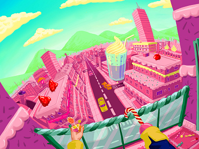 Sugar Society candy cityscape illustration sweets