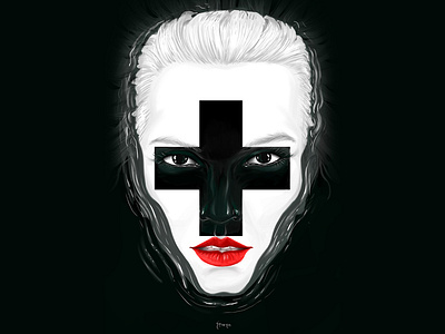 Anima anima face illustration portrait portrait art portrait illustration red lipstick woman