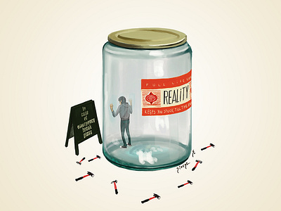 Reality Jar conceptual illustration digital painting emergency hammer hammers illustration jar reality