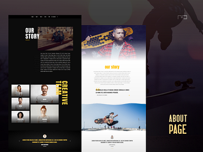 Skateboard Store | About Page about page clean ecommerce shop skateboard design store store design team ui website wordpress