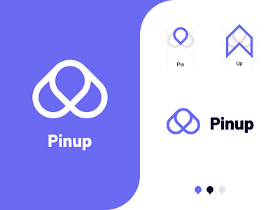 Pin + Up branding design dribbble identity inkscape line concept logo mark monogram pin purple up