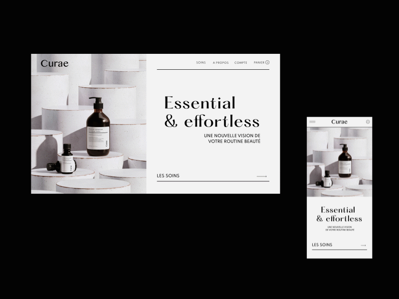 Curae beauty concept cosmetic cosmetic packaging eshop graphic graphicdesign identity logo minimal skincare type ui ux web website