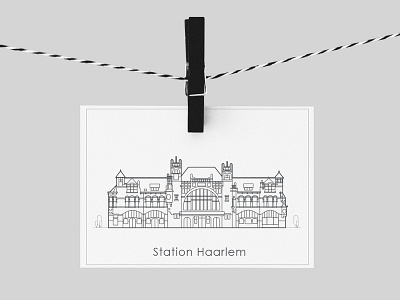The railway station of Haarlem architectural design drawing graphic design haarlem icon illustration minimalism netherlands printdesign tekening vector
