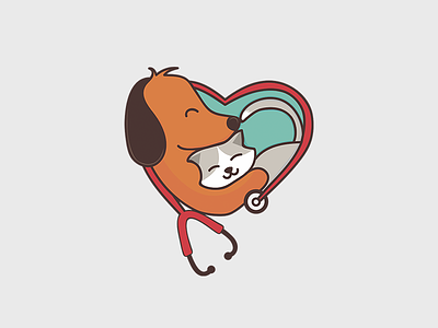 Dog and cat logo illustration