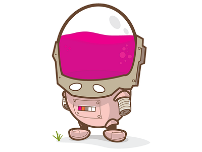 Curious Robot charactor digital illustration illustrator looney pink robot round