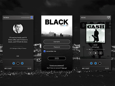 The Black App app dark dark theme design illustration logo minimal mobile ui ux