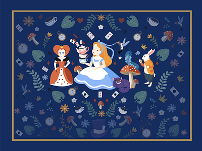 Alice in Wonderland alice aliceinwonderland book colorful design flat flat illustration illustration vivid