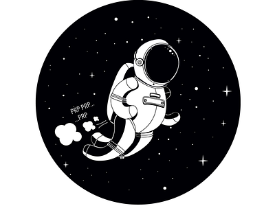 Flying away astronaut black and white cute illustration space space exploration vector
