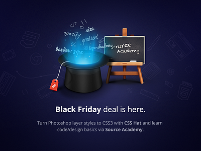Black Friday deal is here. 3d black blackboard friday hat illustration light sale