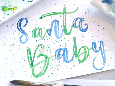 Santa Baby brushscript calligraphy handlettering handmade handwritten lettering santa santababy watercolorlettering
