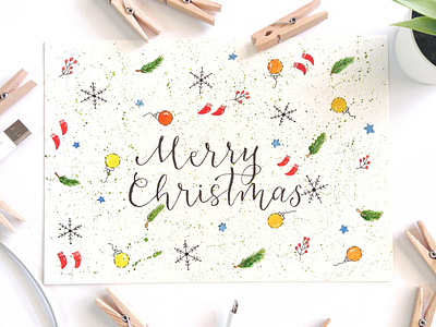 MERRY CHRISTMAS brush script calligraphy christmas hand lettering hand written handmade lettering merry christmas watercolor lettering