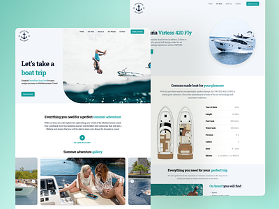 Boat Rental Landing Page blue boat branding design graphic design green landing page mediterranean rental sea typography ui ux yacht