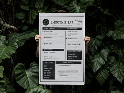 Tropical Minimalistic Smoothie Bar Menu