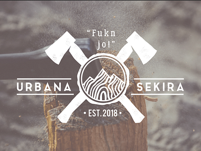 Urbana Sekira - Urban Axe Throwing design logo monochrome vector