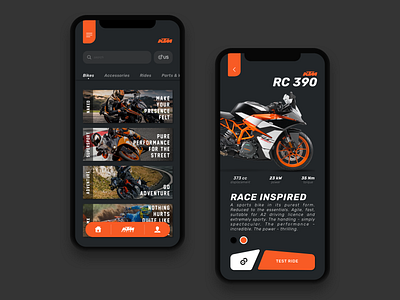 KTM App Concept app app design apple bike concept dark design duke flat interaction design iphone ktm motorbike motorsport simple sketch sport ui uidesign uiux