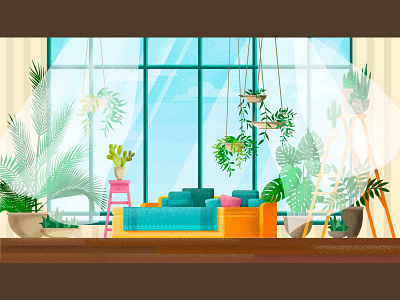 The Room clear design grain illustration interior new plants popular room vector