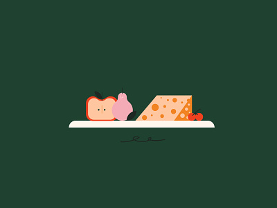 Foodie apple board cheese composition digitalart food fruit green illustration illustrator