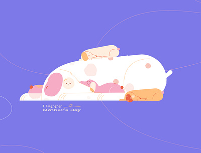 Happy Mother's Day design dog dog illustration illustration illustrator love mothers purple