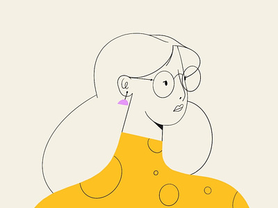Yellow polka dots art digitalart flat girl illustration illustrator procreate yellow