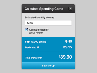 Mandrill Pricing Calculator button calculator form modal pricing ui