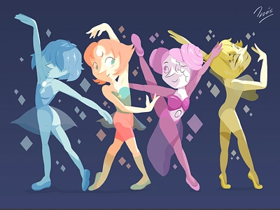 Pearls (Steven Universe Fanart) cartoon network characterdesign crystal gems digitalart digitalartist fanart illustration pearl pearls photoshop steven universe