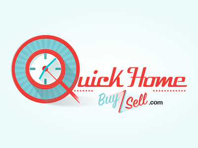QuickHomeBuySell.com brand branding design emblem flat identity illustration lettering logo retro type typography web website