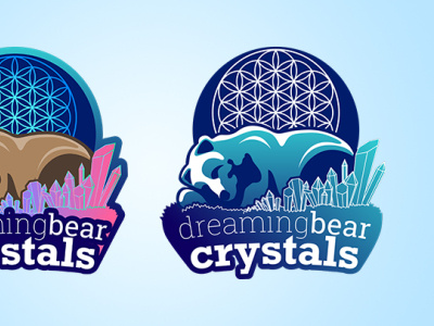 Dreaming Bear Crystals brand branding design emblem identity illustration lettering logo typography vector vector illustration