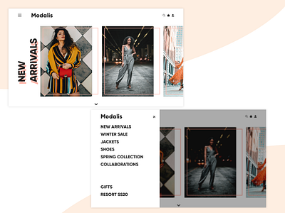 Fashion website landing and menu concept