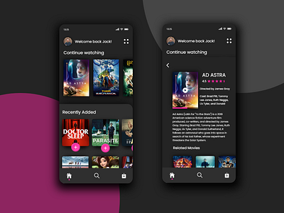 Dark UI movie app exploration adobe xd black dark ui design mobile app ui ui design ux design xd