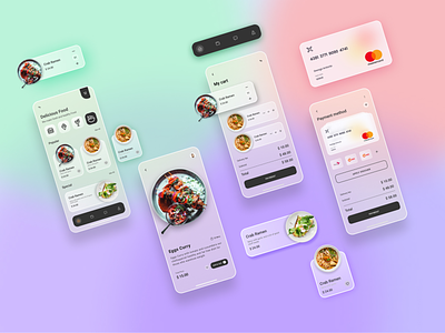 Food ordering app UIUX glassmorphism graphic design mobile app ui uiux