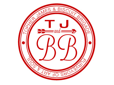 Topher James & Biscuit Brigade Logo 2 arrow classic typography
