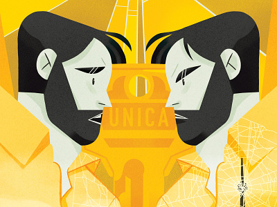 Enemy - Doppelgänger - Movie Poster- illustration design doppelganger editorial editorial illustration enemy evil evil twin graphic design illustration jake gyllenhaal magazine movie movie poster poster yellow