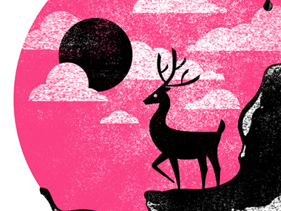 II adam hanson animal clouds deer design drip gig poster illustration screen print static texture vintage