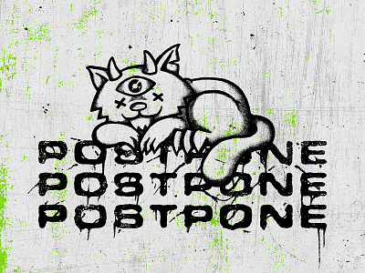 postpone ahco cartoon cat character design doodle eye eyeball grunge illustration linework postpone radioactive texture vintage