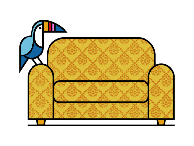 chillin' adam hanson animal bird cartoon couch design icon illustration pattern toucan vector victorian