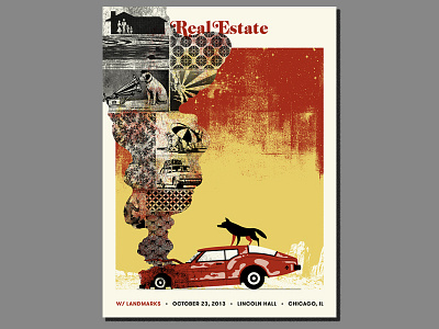 Real Estate adam hanson advertising car design gig poster illustration real estate screen print smoke texture vintage wolf