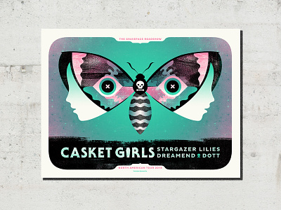 Casket Girls Tour Poster adam hanson design eye face gig poster grunge illustration moth screen print skull texture