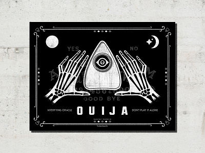 Witchboard adam hanson ahco design gig poster icons illustration ouija screen print skeleton spooky texture