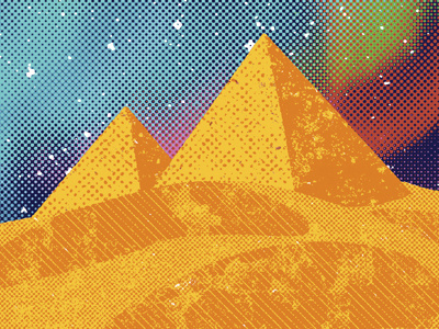 Exploration A, pyramids adam hanson art print chicago design egypt illustration moon pyramids space