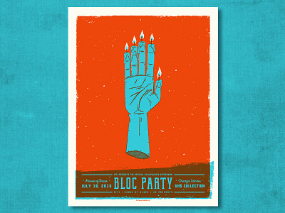 Bloc Party ahco candle gig poster hand illustration occult psychic screen print voodoo