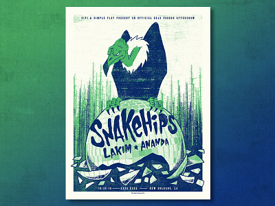 Snakehips ahco disco disco ball gig poster illustration predator screen print texture vulture