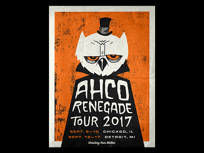 AHCO Renegade Tour 2017 adam hanson ahco bespoke type design ghoul gig poster illustration lettering owl