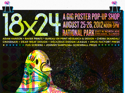 18x24 poster detail adam hanson bird cmyk color design gig poster illustration pigeon poster screen print test print vector