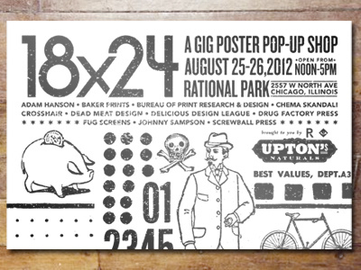 18x24 back of postcard adam hanson design found gig poster illustration imagery postcard poster screen print test print vector