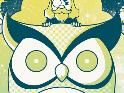 Kishi Bashi adam hanson cartoon design gig poster halftone illustration kishi bashi owl poster screen print vector