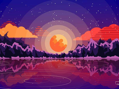 Sunset art adobe illustrator vector