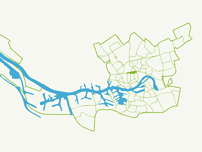 Map of Rotterdam blue green line map port of rotterdam rotterdam vector