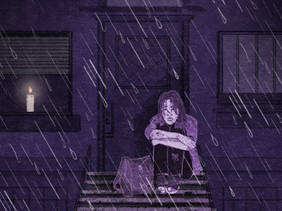 Rainy Night cold editorial illustration lgbt night rain